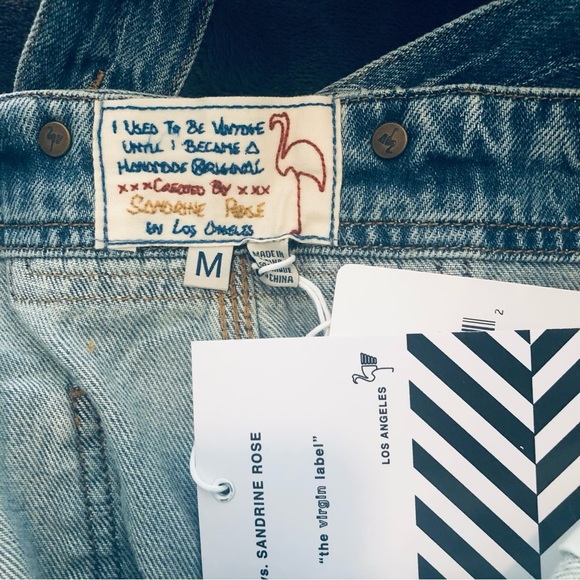 Sandrine Rose x Free People Distressed Denim Overalls Size Medium NWT - Picture 13 of 13